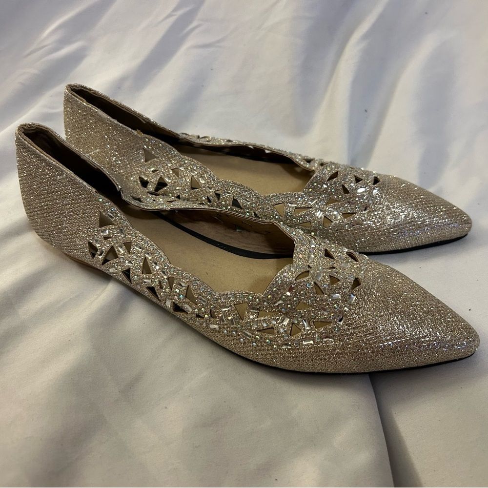 Gold Shimmering Flats size 8